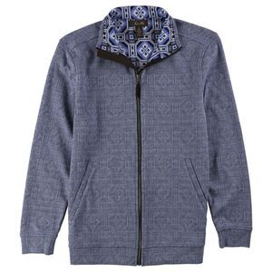 Tasso Elba Mens Graphic Knit Jacket, Blue, NWT